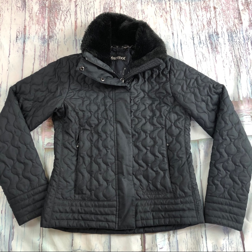 Marmot Quilted Winter Jacket w Faux Fur Collar